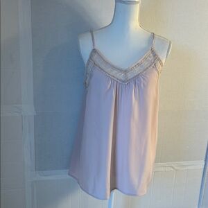 NWT Doe & Rae Womens Lace Smocked Blush Dainty Cami Top. Sz Med